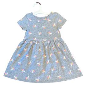Cat & Jack Toddler Girls' Unicorn Print Dress Gray Size 2T Casual